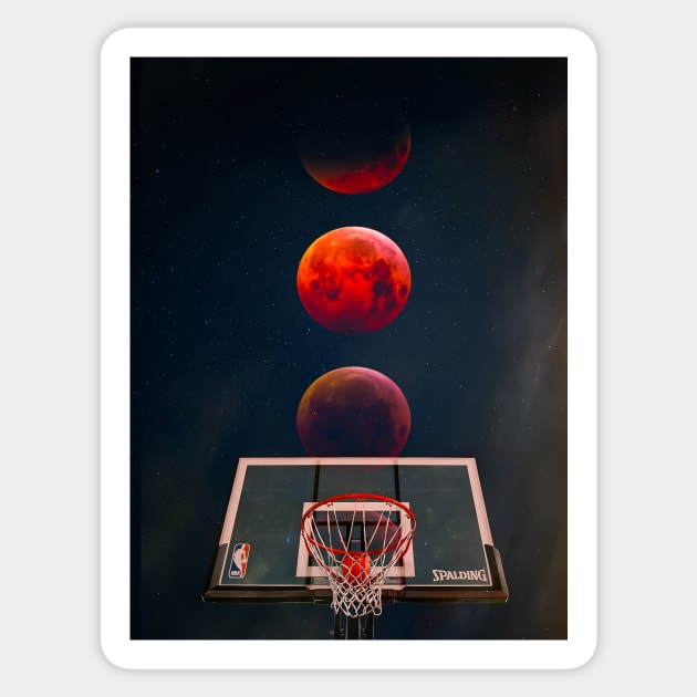 Red Moon Basketball Sticker by Shaheen01